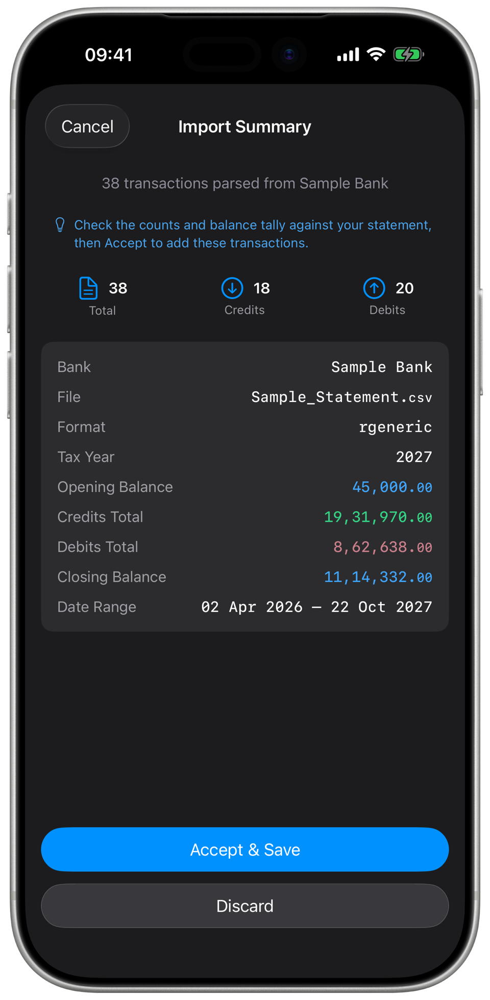 Statement import in Earnings