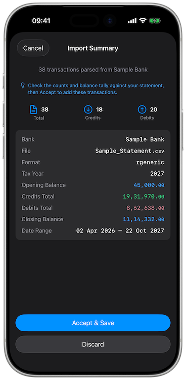 Statement import in PrivLedge