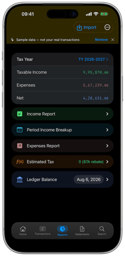 Estimated tax report