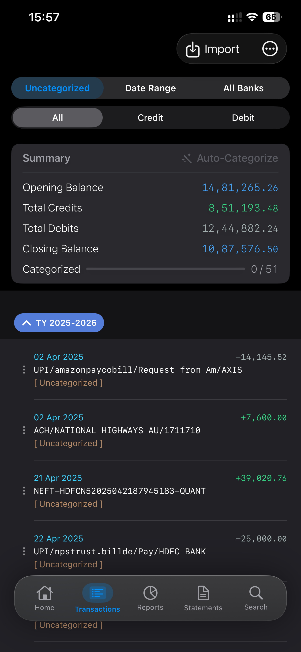 Categorization screenshot