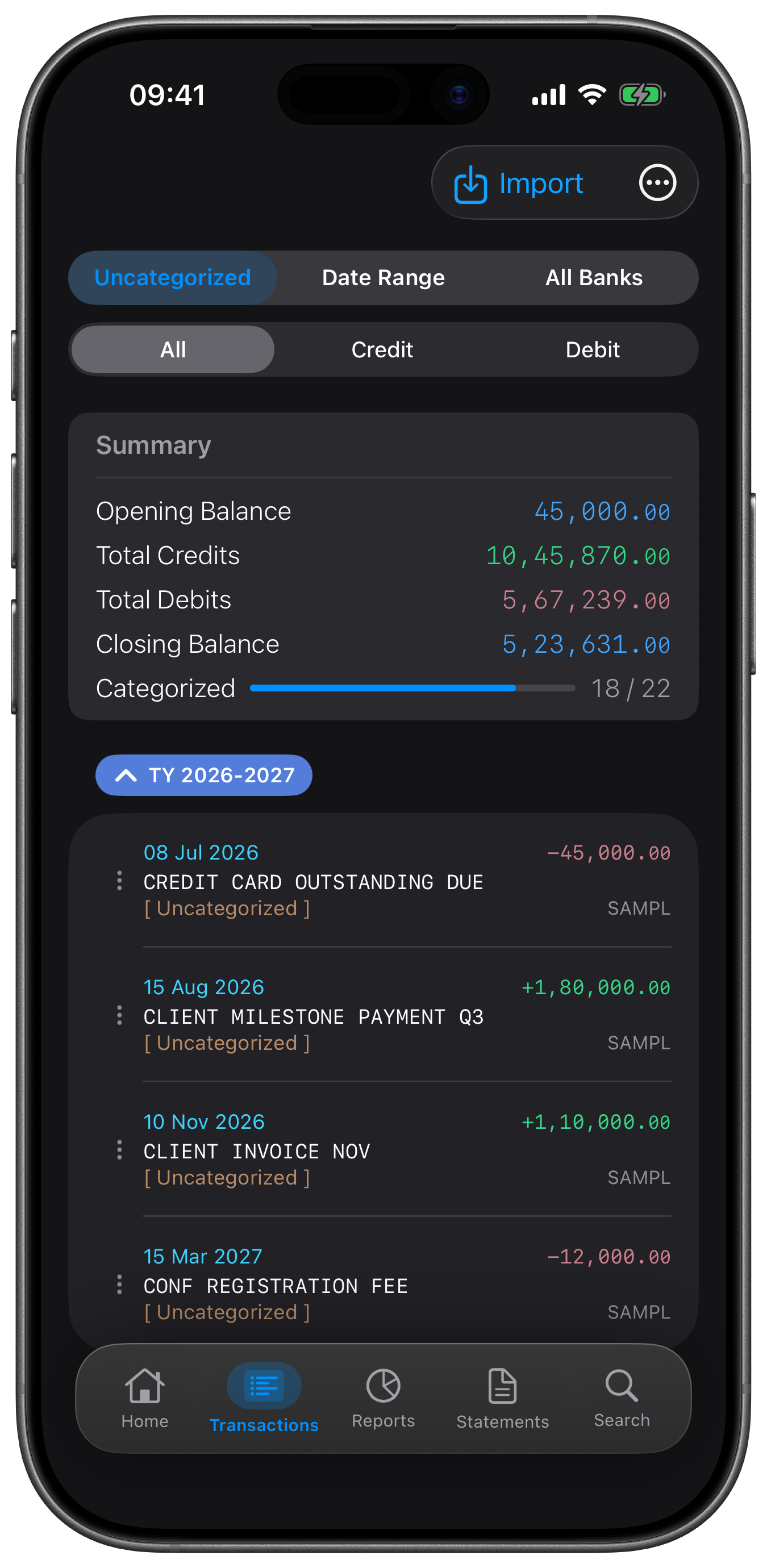 Categorization screenshot