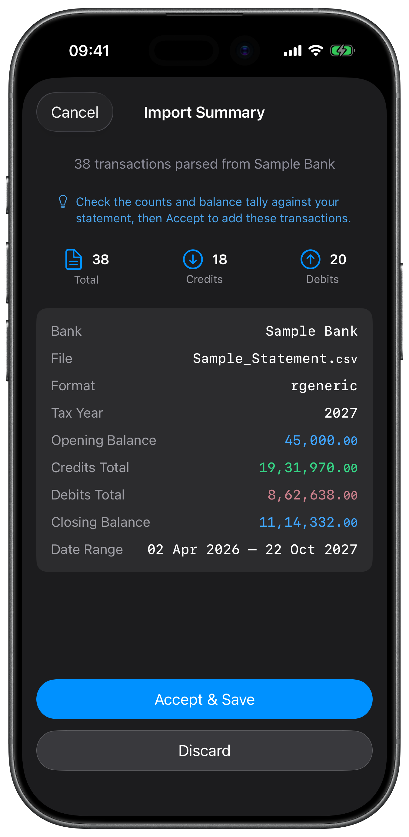Import screenshot