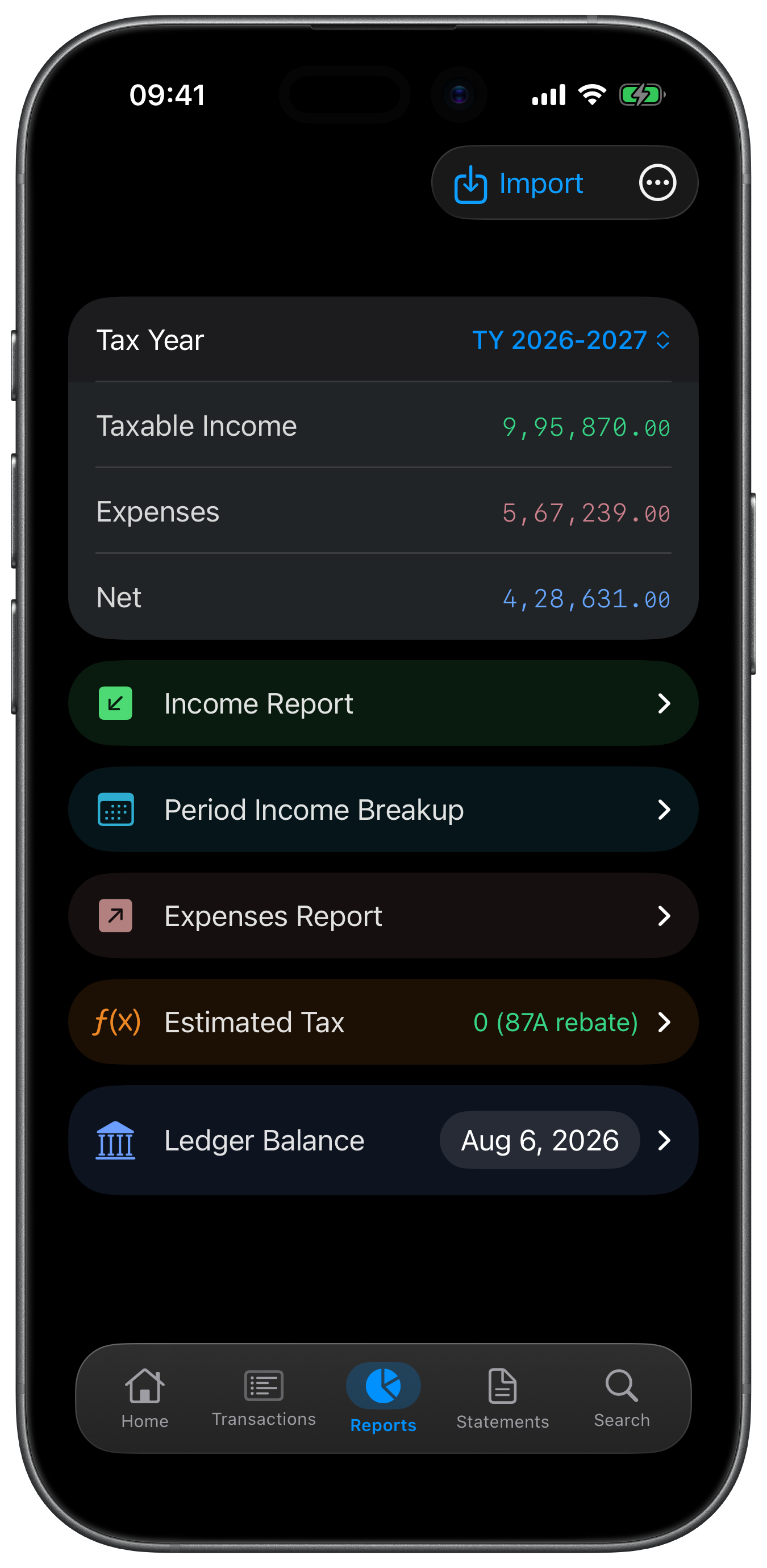 Tax Reports screenshot
